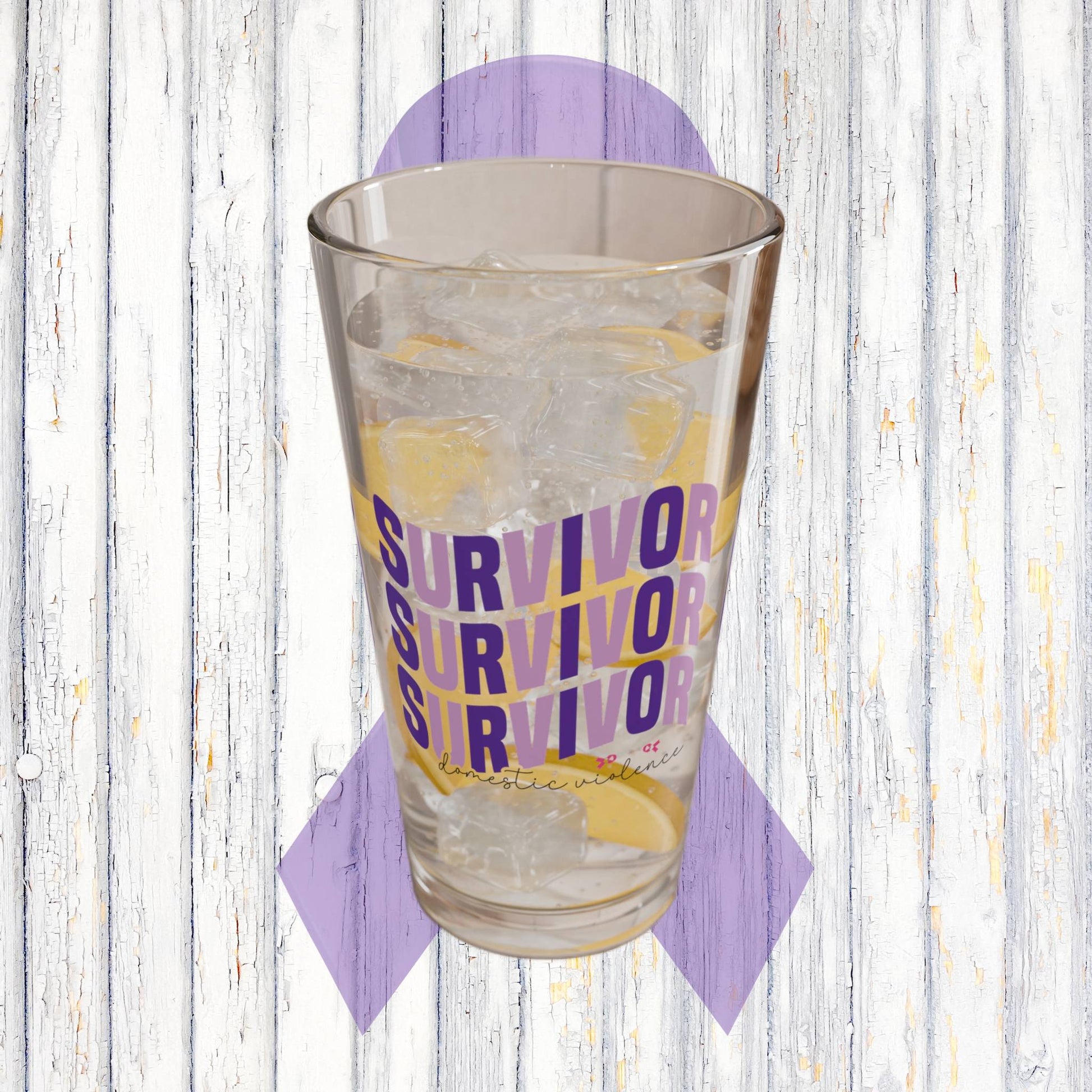 Survivor Survivor Survivor pint glass for Domestic Violence strength awareness