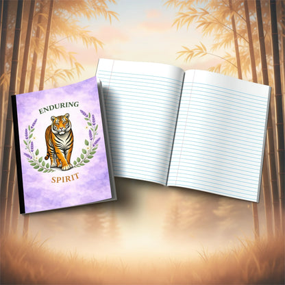 Shop our enduring spirit tiger composition notebook featuring the Tiger Orange Lined style option from MySisterIsASurvivor.