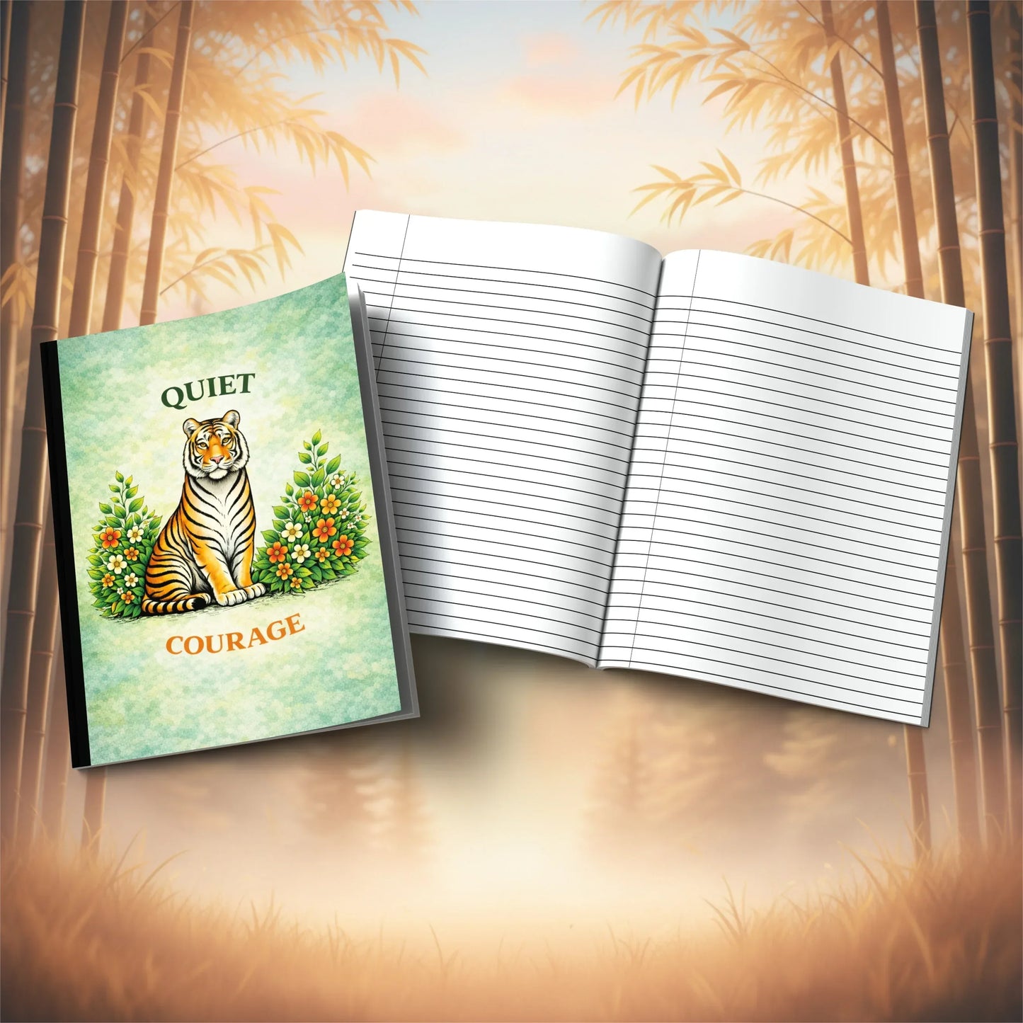 Shop our premium quiet courage tiger composition notebook from MySisterIsASurvivor.