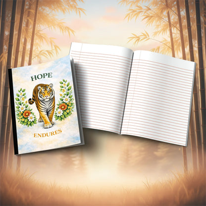 Shop our hope endures tiger composition notebook featuring the Black Lined style option from MySisterIsASurvivor.