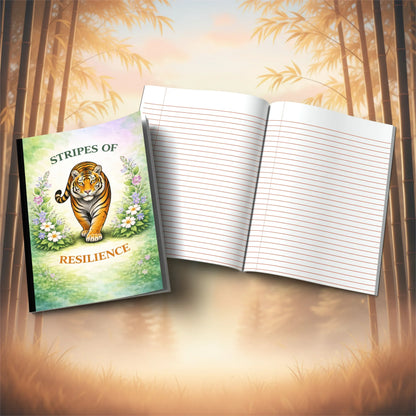 Shop our stripes of resilience tiger composition notebook featuring the Black Lined style option from MySisterIsASurvivor.