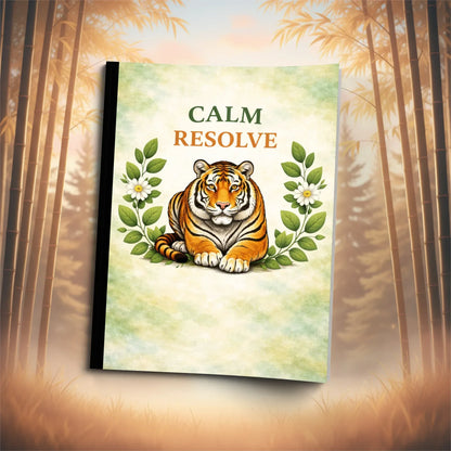 Shop our calm resolve tiger composition notebook featuring the Tiger Orange Lined style option from MySisterIsASurvivor.
