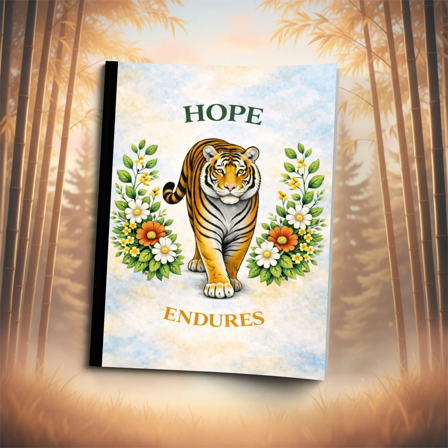Shop our hope endures tiger composition notebook featuring the Standard Blue Lined style option from MySisterIsASurvivor.