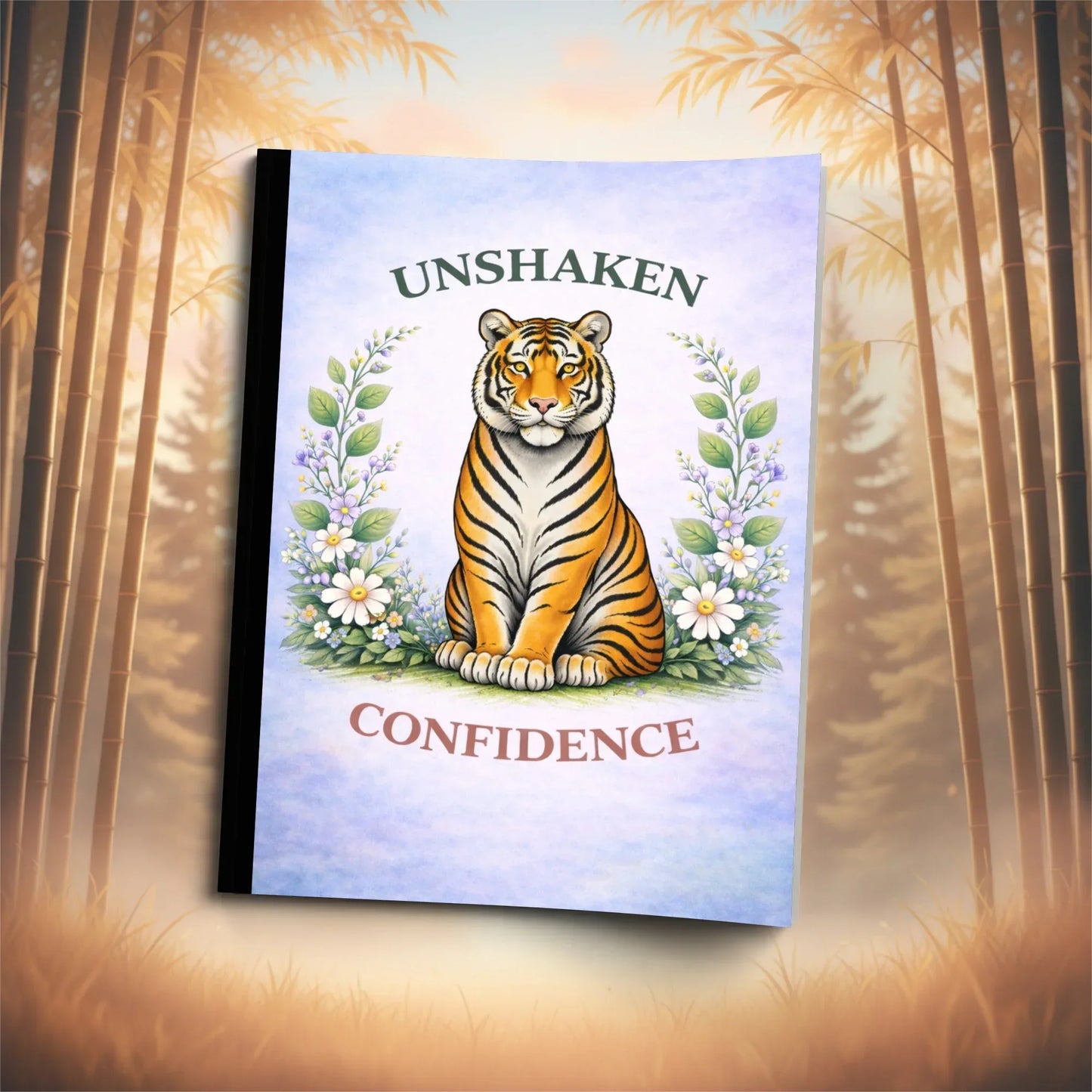 Shop our unshaken confidence tiger composition notebook featuring the Standard Blue Lined style option from MySisterIsASurvivor.