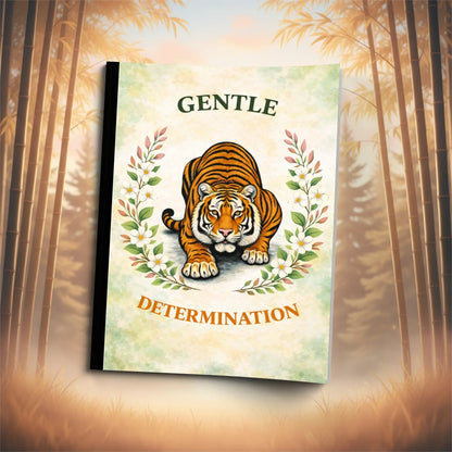 Shop our gentle determination tiger composition notebook featuring the Standard Blue Lined style option from MySisterIsASurvivor.