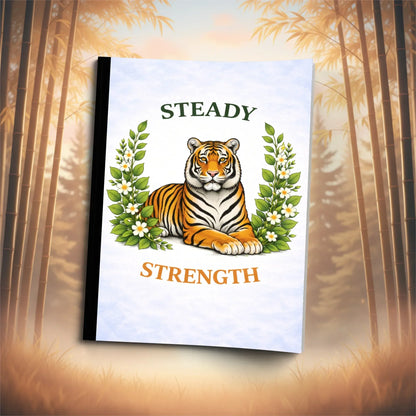 Shop our steady strength tiger composition notebook featuring the Standard Blue Lined style option from MySisterIsASurvivor.