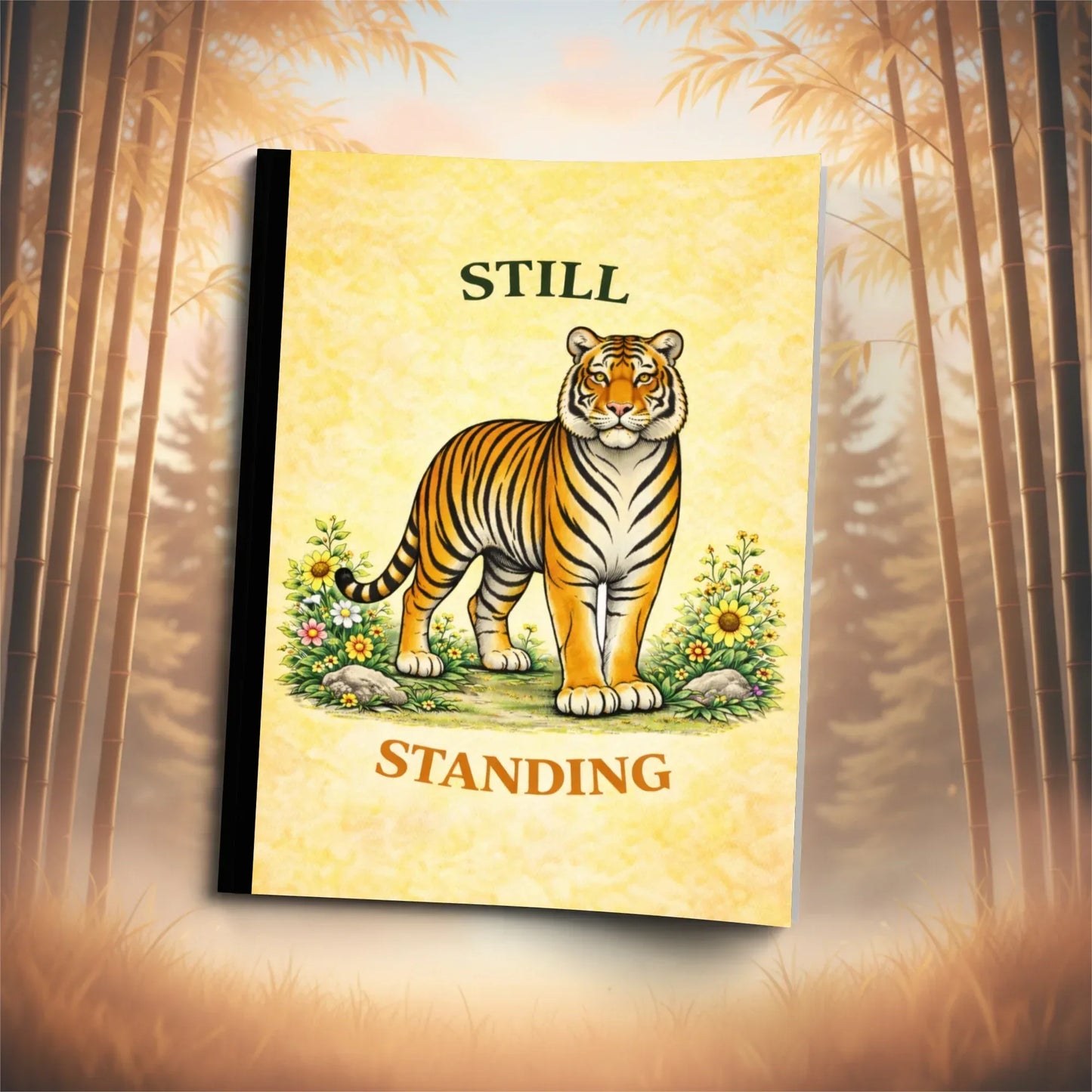 Shop our still standing tiger composition notebook featuring the Standard Blue Lined style option from MySisterIsASurvivor.