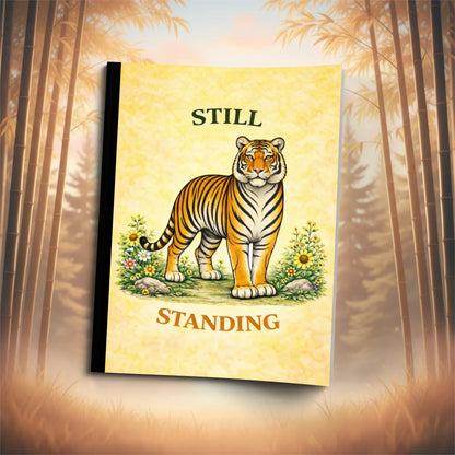 Shop our still standing tiger composition notebook featuring the Standard Blue Lined style option from MySisterIsASurvivor.
