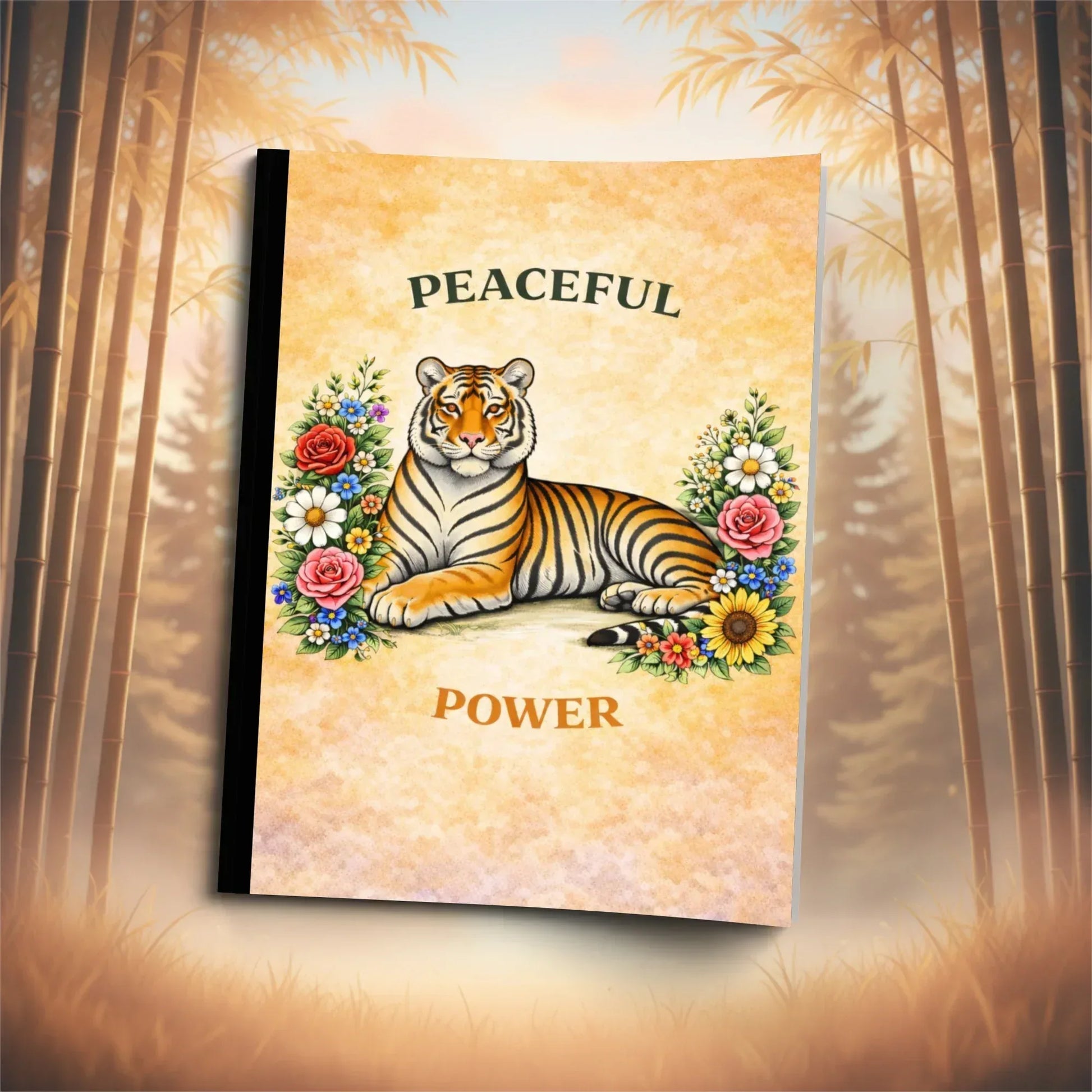 Shop our peaceful power tiger composition notebook featuring the Standard Blue Lined style option from MySisterIsASurvivor.