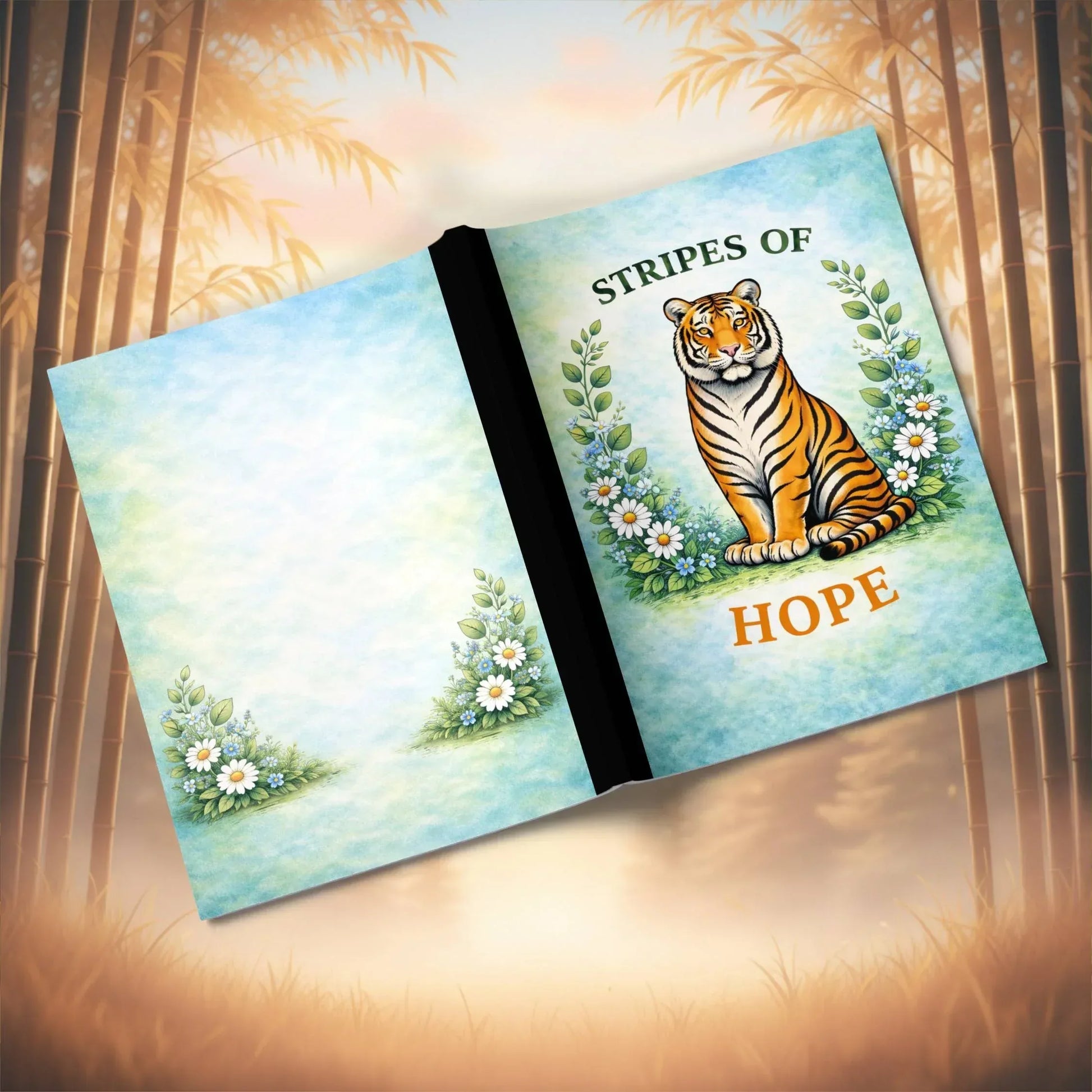 Shop our premium stripes of hope tiger composition notebook from MySisterIsASurvivor.