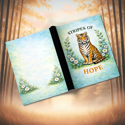 Shop our premium stripes of hope tiger composition notebook from MySisterIsASurvivor.
