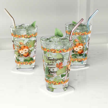 Thanksgiving Is The Heart's Response To Grace 16oz Thanksgiving Pint Glass - Gratitude, Positivity, and Self-Care Gift