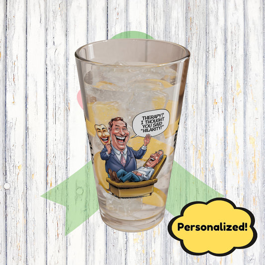 "Therapy? I Thought You Said 'Hilarity!'" funny mental health mug, personalized ceramic coffee cup for anxiety relief and humor.