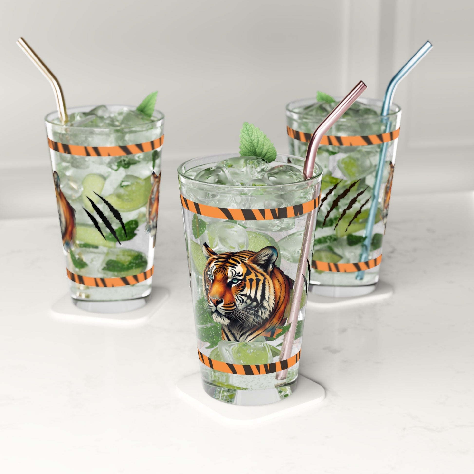 Thrive with the Mental Tiger 16oz Tiger Pint Glass - Inspiring Strength, Courage, and Empowerment