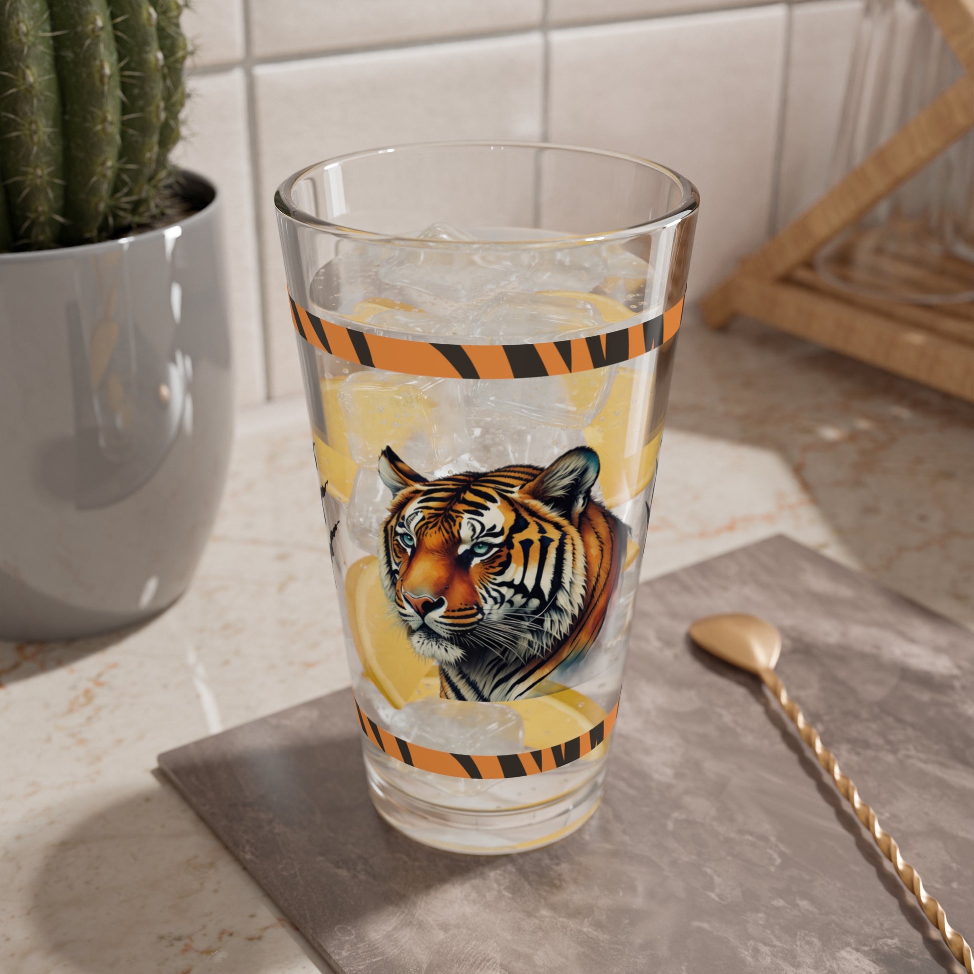 Thrive with the Mental Tiger 16oz Tiger Pint Glass - Inspiring Strength, Courage, and Empowerment