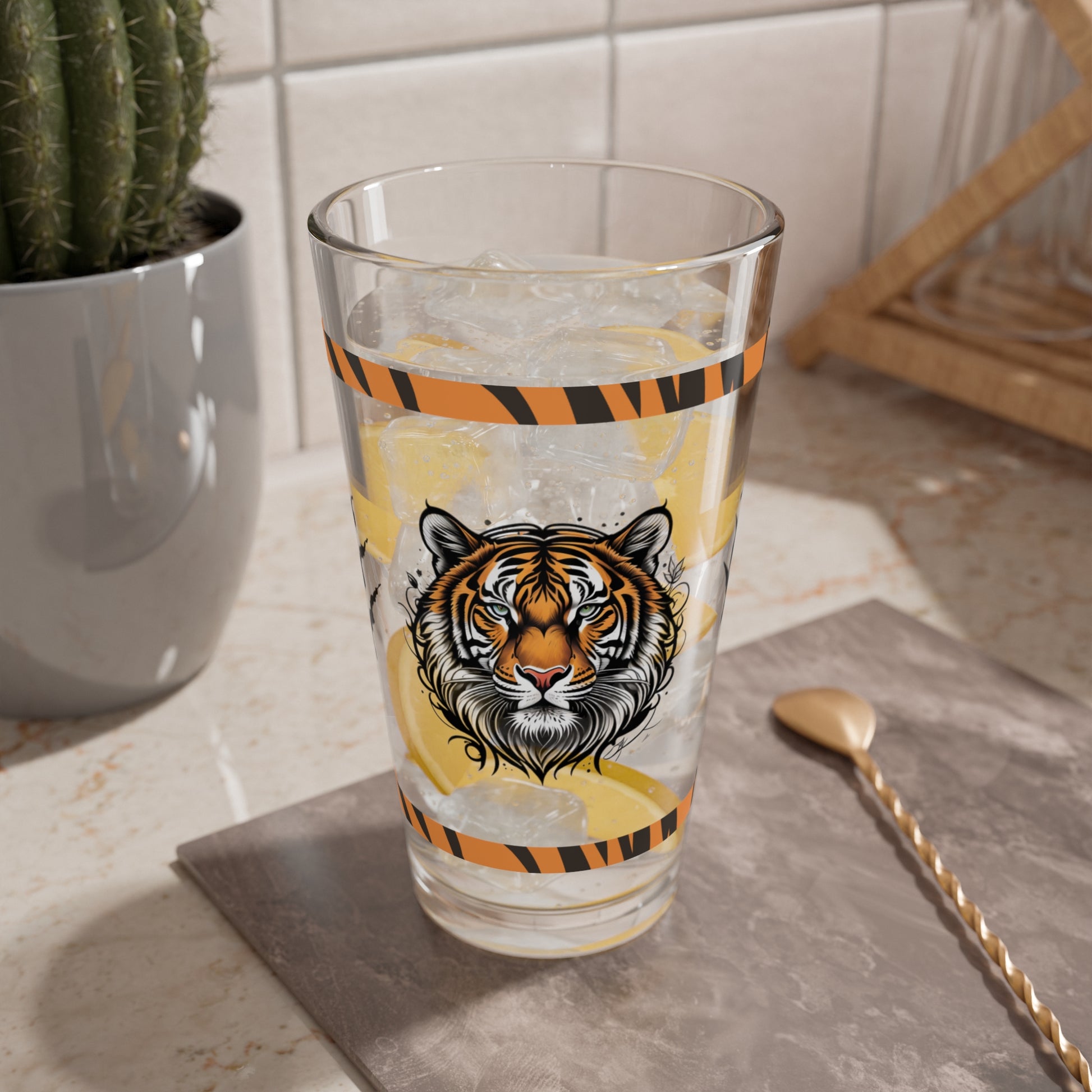 Tiger Spirit 16oz Tiger Pint Glass - Inspiring Strength, Courage, and Empowerment