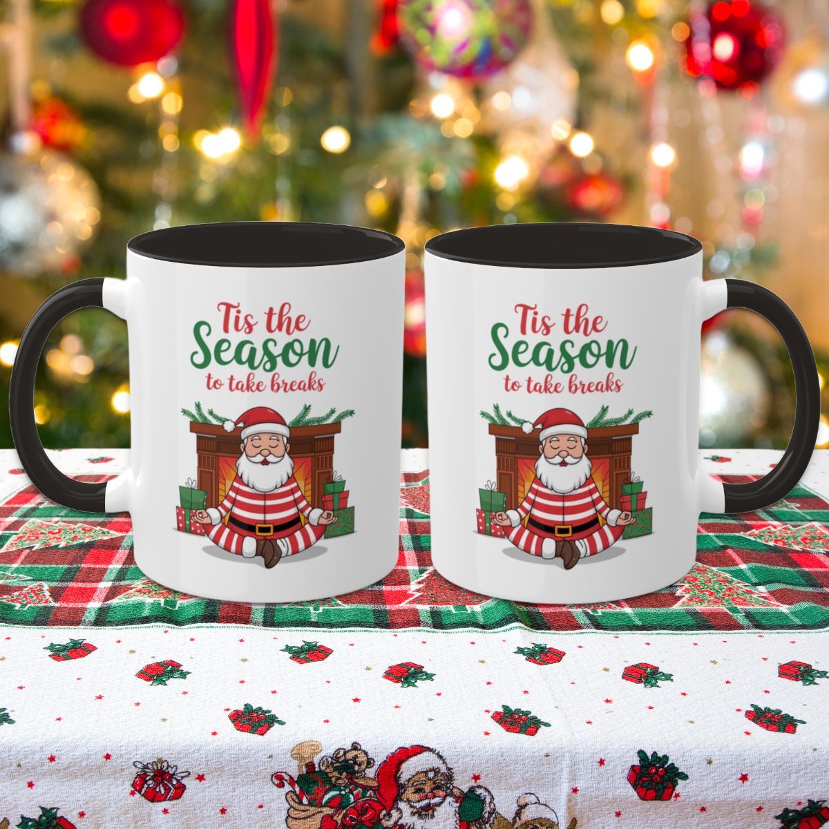 Tis The Season To Take Breaks - Colorful Christmas Mugs, 11oz