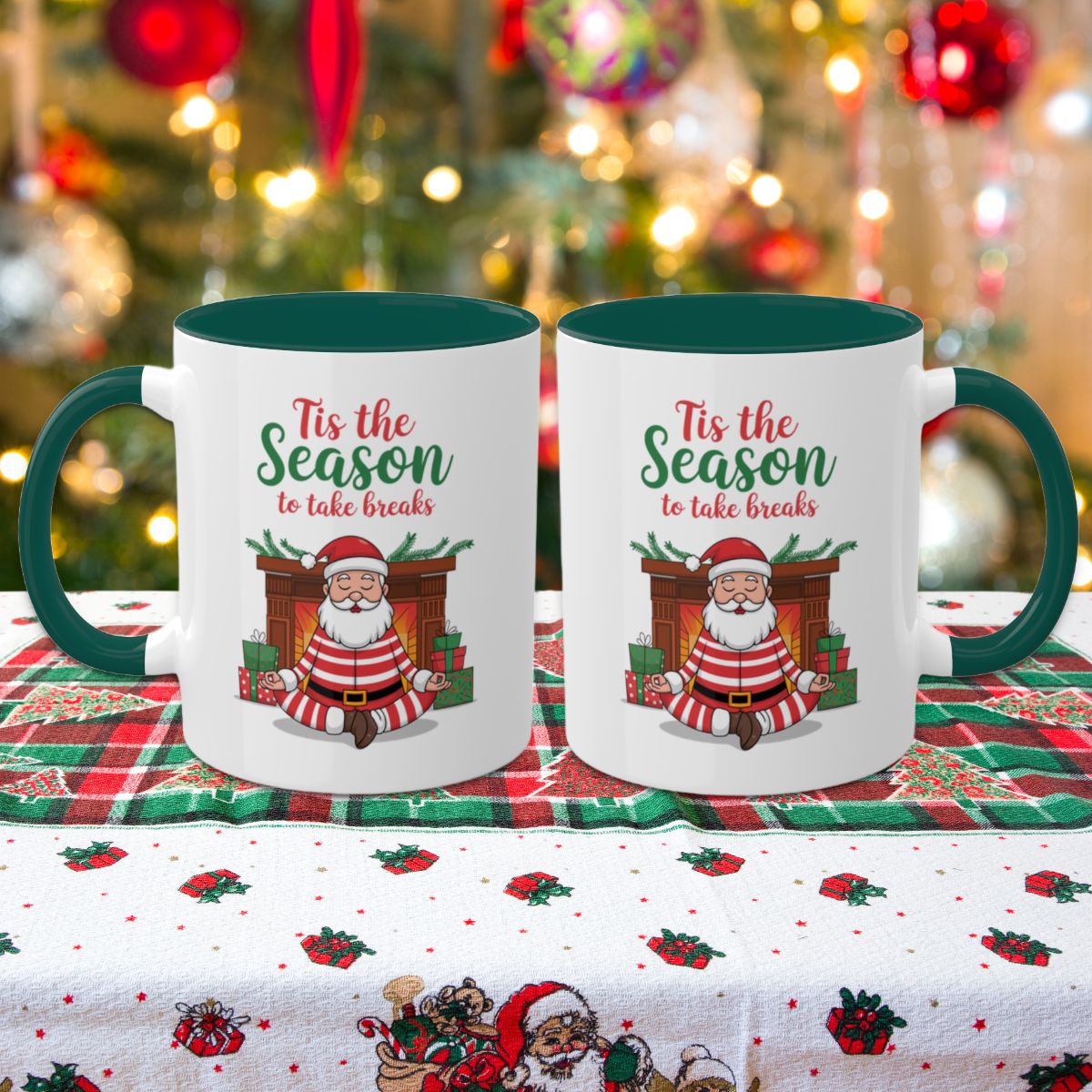 Tis The Season To Take Breaks - Colorful Christmas Mugs, 11oz