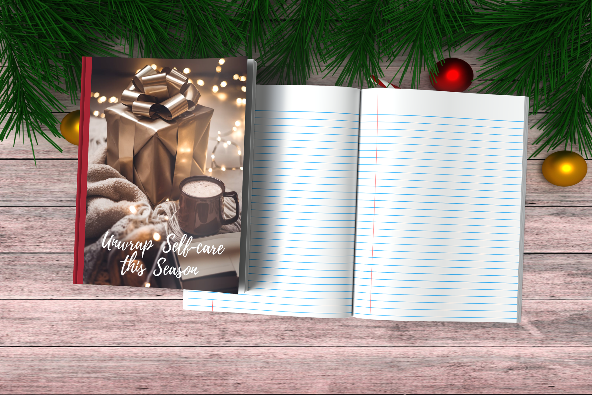 Unwrap Self-care This Season - Christmas Composition Notebook