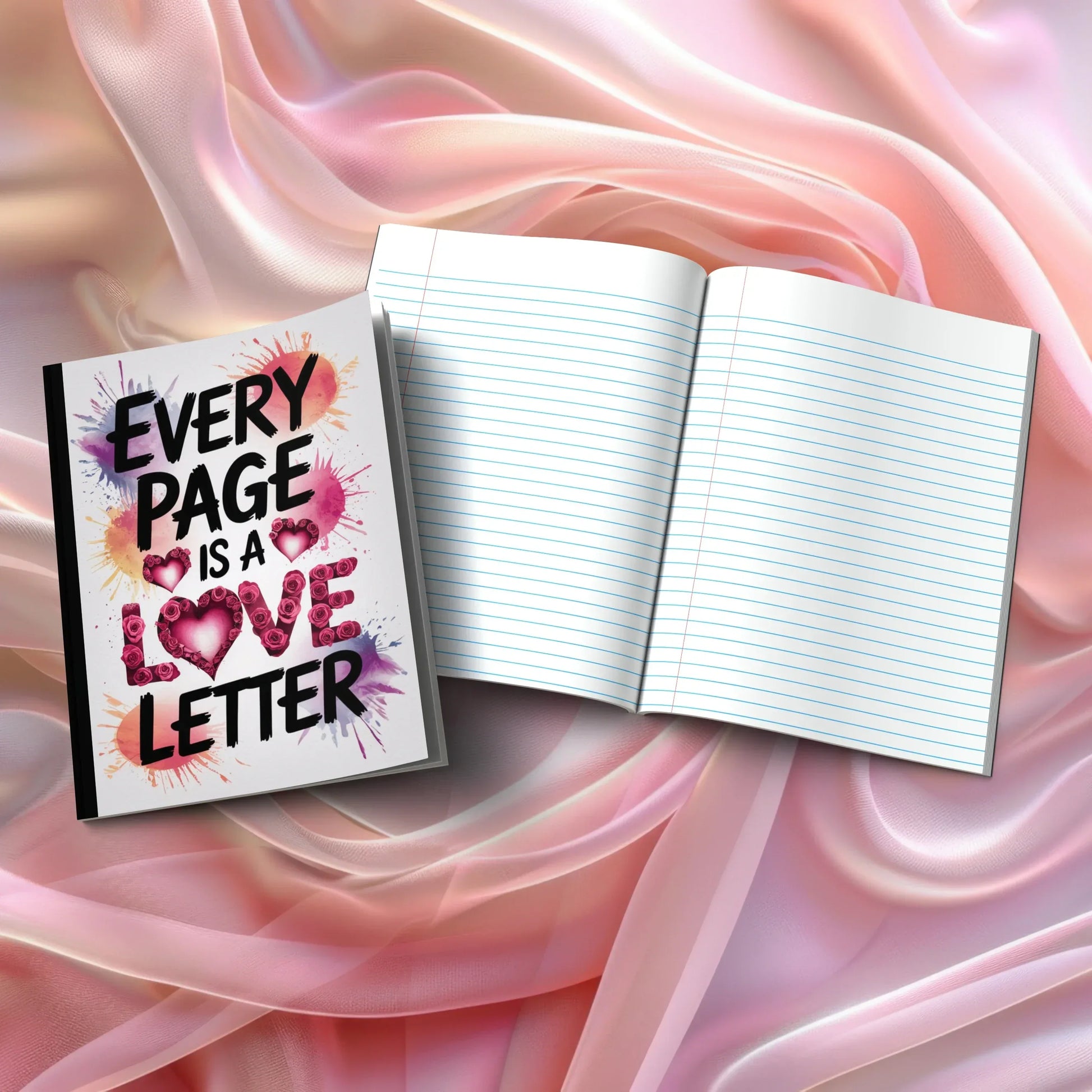 Shop our every page is a love letter composition notebook featuring the Magenta Lined style option from MySisterIsASurvivor.