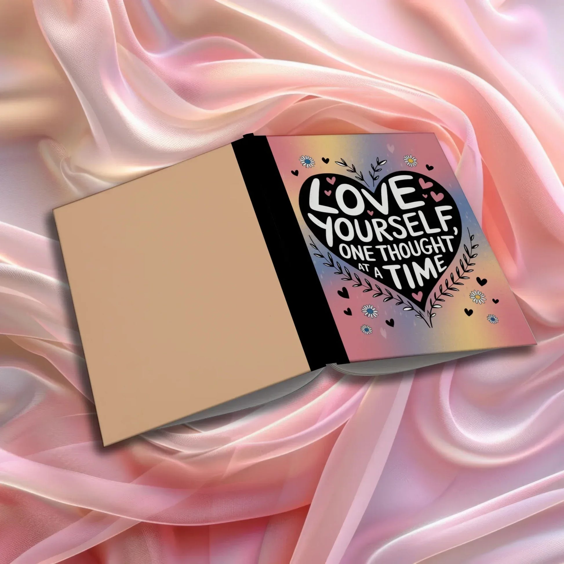 Shop our love yourself one thought at a time composition notebook featuring the Pink Lined style option from MySisterIsASurvivor.