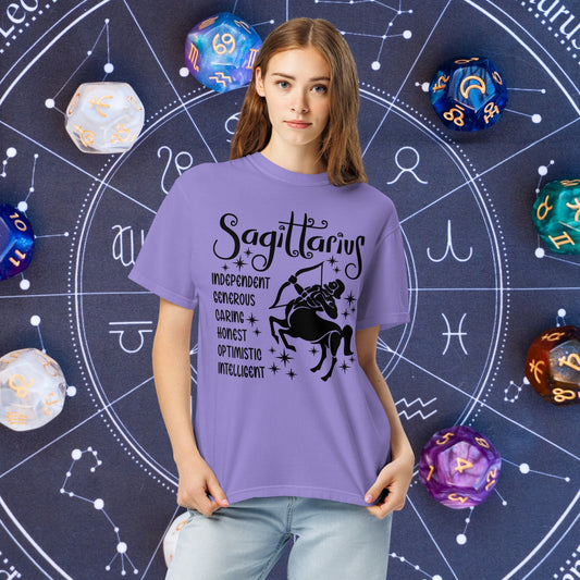 Sagittarius Zodiac Comfort Colors Tee - Adventurous and free-spirited Sagittarius shirt, a great gift for astrology lovers and emotional empowerment