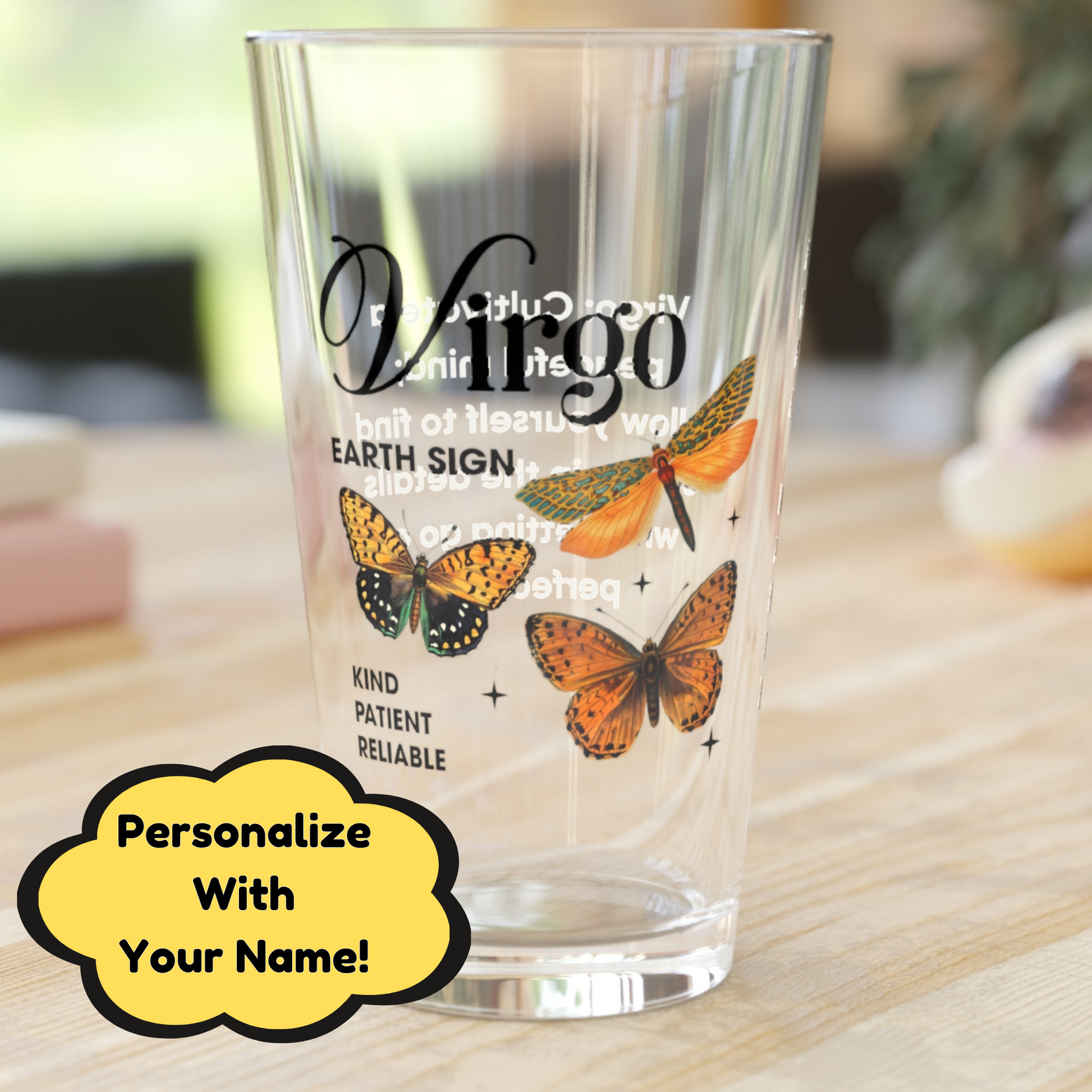 Virgo Zodiac Pint Glass 16oz, Astrology Drinkware, Horoscope Gift, Zodiac Glass, Birthday Gift, Cosmic Glassware, Astrology Themed Drinkware