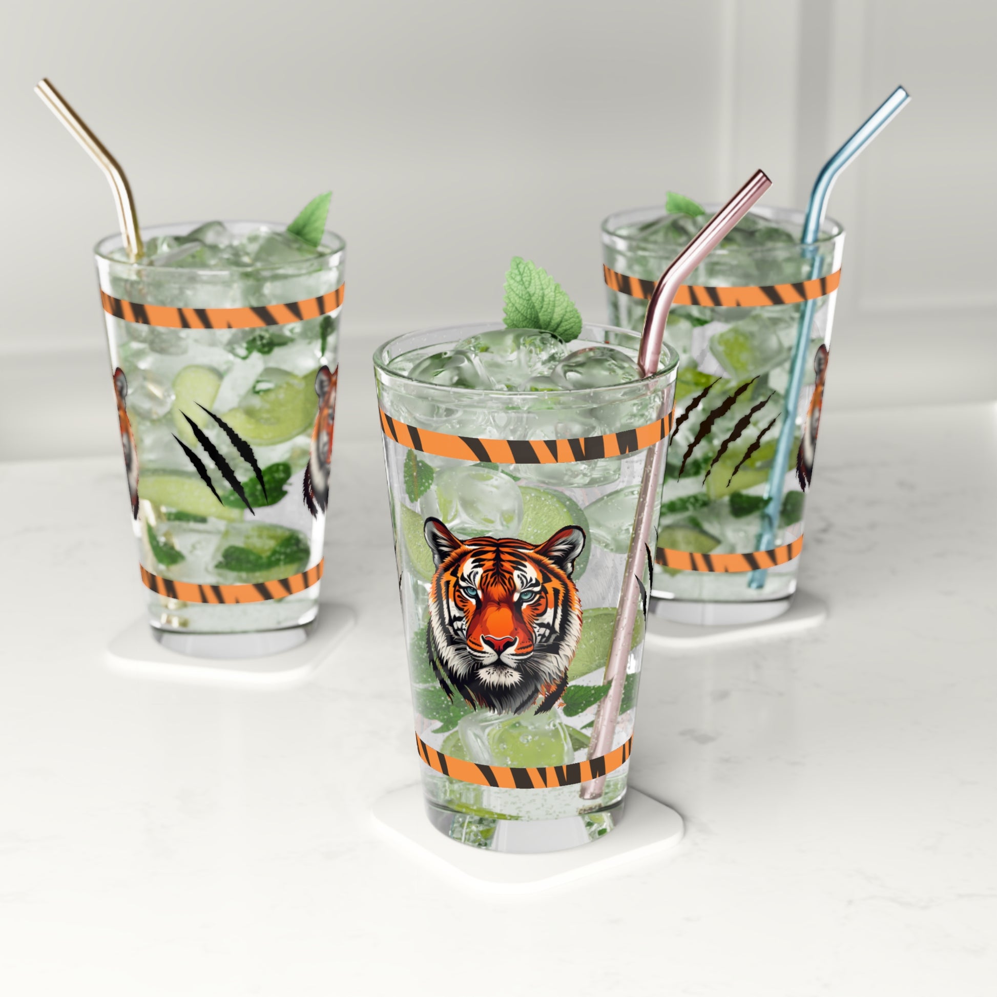 Wild Resilience 16oz Tiger Pint Glass - Inspiring Strength, Courage, and Empowerment