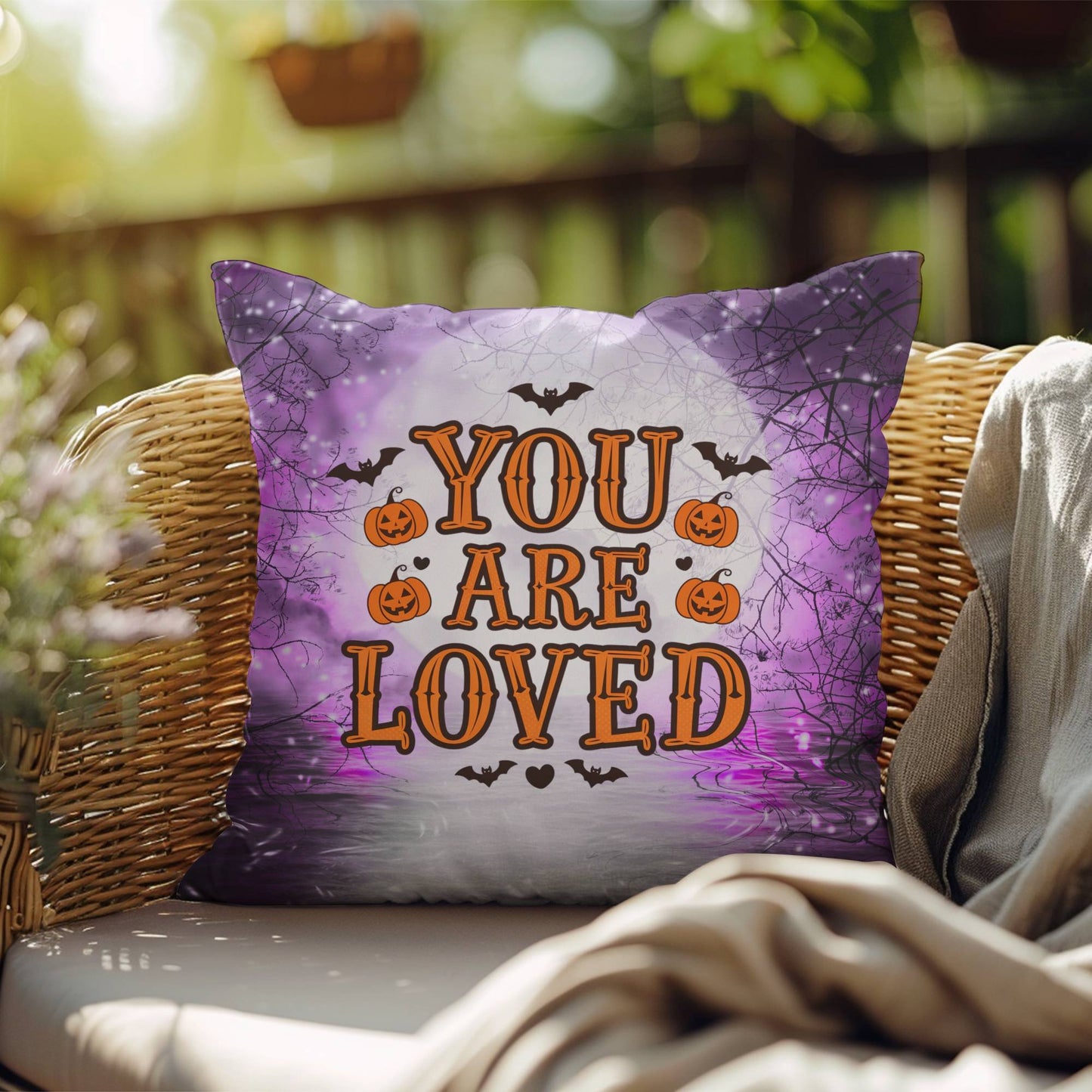 Mental health indoor/outdoor pillow with “You Are Loved” for comforting décor