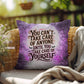 Indoor/outdoor mental health pillow with “You Can’t Take Care” supportive message