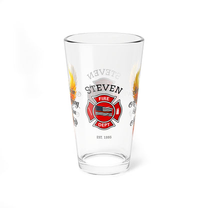 Firefighter support pint glass reminding first responders to seek help and prioritize mental health. - MySisterIsASurvivor
