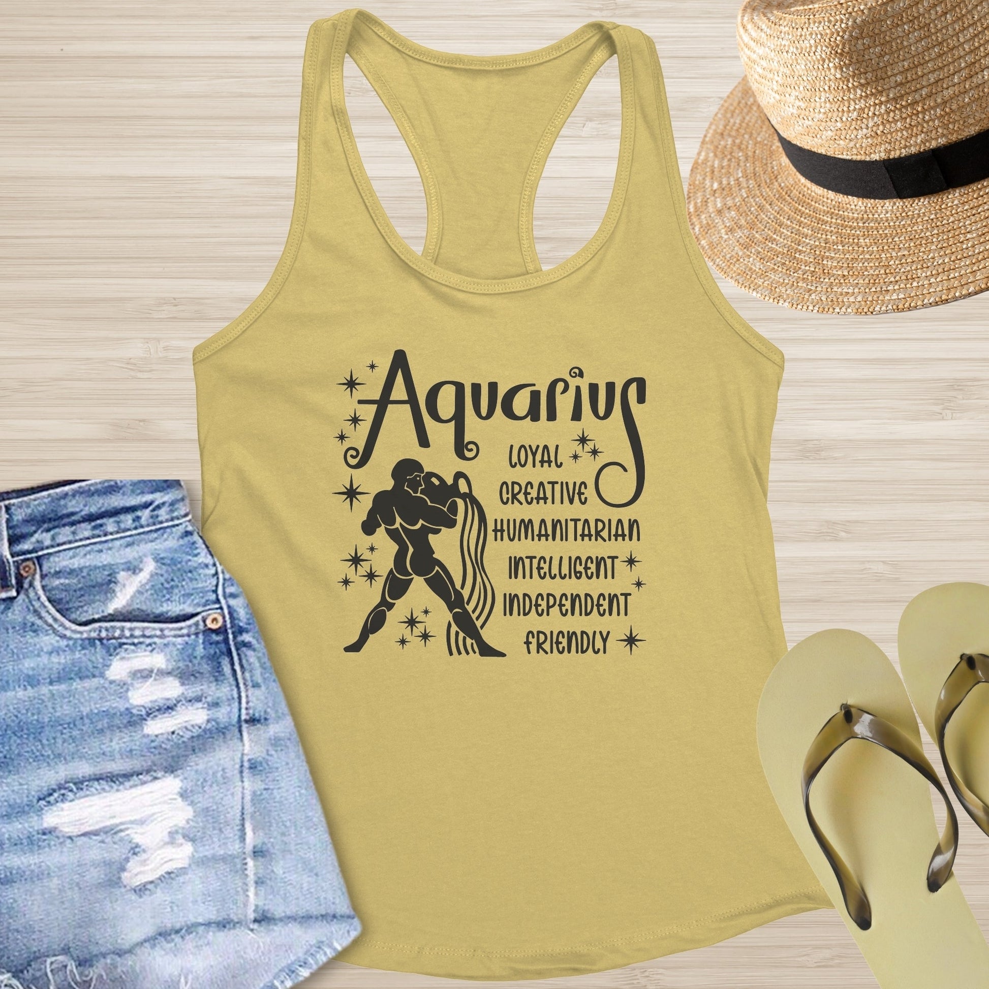 Aquarius Racerback Tank - Mental Health Zodiac Shirt for Emotional Awareness & Healing - MySisterIsASurvivor