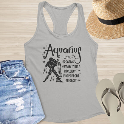 Aquarius Racerback Tank - Mental Health Zodiac Shirt for Emotional Awareness & Healing - MySisterIsASurvivor