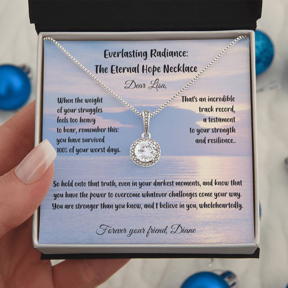 When the weight of your struggles feels too heavy to bear, remember this: you have survived 100% of your worst days... - Everlasting Radiance: The Eternal Hope Necklace