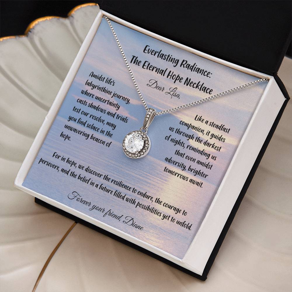 Amidst life's labyrinthine journey, where uncertainty casts shadows...- Everlasting Radiance: The Eternal Hope Necklace