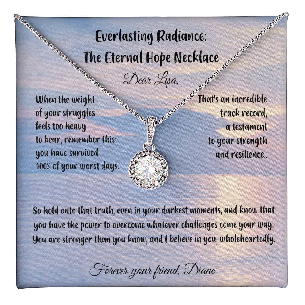 When the weight of your struggles feels too heavy to bear, remember this: you have survived 100% of your worst days... - Everlasting Radiance: The Eternal Hope Necklace