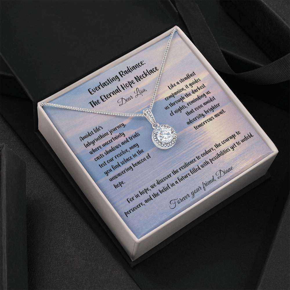 Amidst life's labyrinthine journey, where uncertainty casts shadows...- Everlasting Radiance: The Eternal Hope Necklace