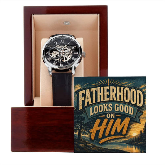 Shop our premium fatherhood looks good on him openwork watch from MySisterIsASurvivor.