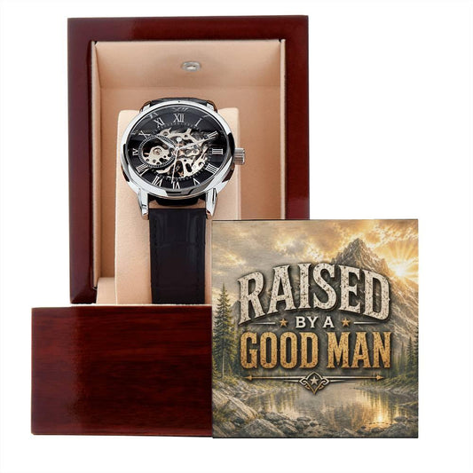 Shop our premium raised by a good man openwork watch from MySisterIsASurvivor.