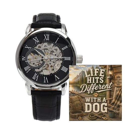 Shop our life hits different with a dog openwork watch featuring the Luxury Box w/LED style option from MySisterIsASurvivor.