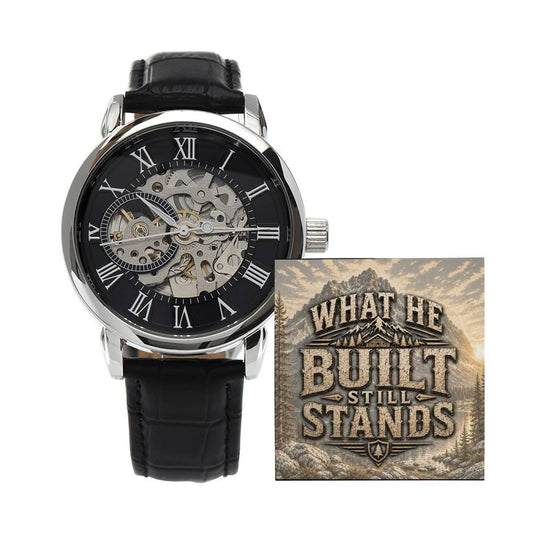 Shop our what he built still stands openwork watch featuring the Luxury Box w/LED style option from MySisterIsASurvivor.