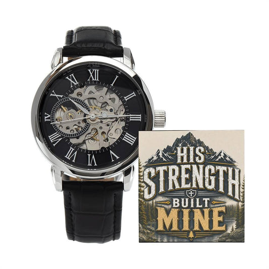 Shop our his strength built mine openwork watch featuring the Luxury Box w/LED style option from MySisterIsASurvivor.