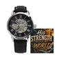 Shop our his strength built my world openwork watch featuring the Luxury Box w/LED style option from MySisterIsASurvivor.