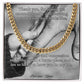 Cuban link chain with card reading “Thank You, For Loving Me” – heartfelt necklace for dad