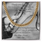Cuban link chain necklace with “Thank You For Being The Rock” message – strong dad gift