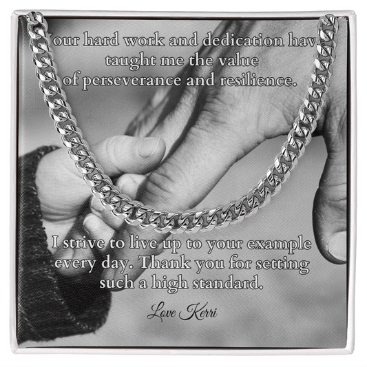 Shop our cuban link chain your hard work and dedication featuring the Stainless Steel style option from MySisterIsASurvivor.