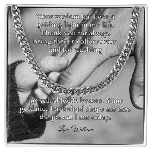 Shop our cuban link chain your wisdom has been a guiding light featuring the Stainless Steel style option from MySisterIsASurvivor.