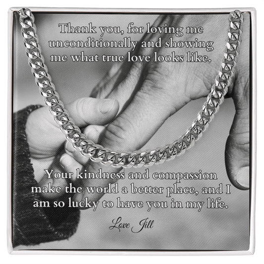 Shop our cuban link chain thank you for loving me featuring the Stainless Steel style option from MySisterIsASurvivor.