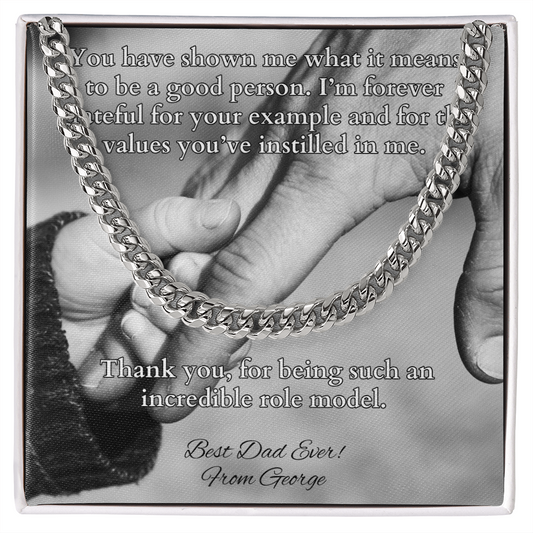 Cuban link chain with card “You Have Shown Me” – sentimental gift for life lessons from dad