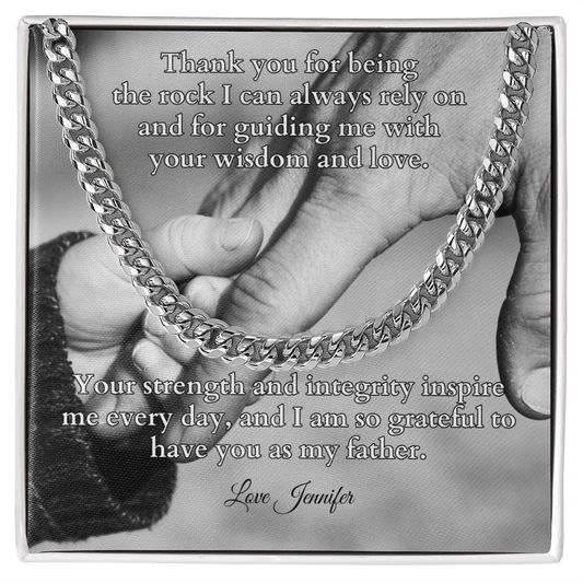 Shop our cuban link chain thank you for being the rock featuring the Stainless Steel style option from MySisterIsASurvivor.